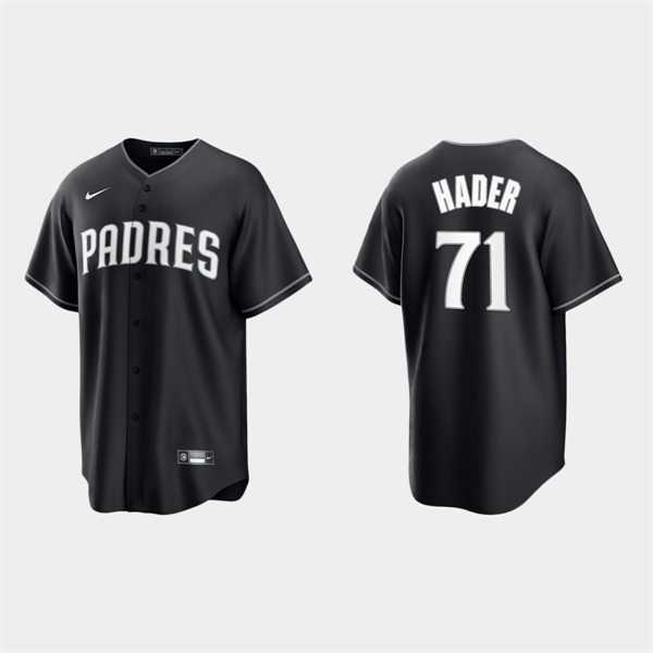 Men%27s San Diego Padres #71 Josh Hader Nike Black White Collection Jersey Dzhi